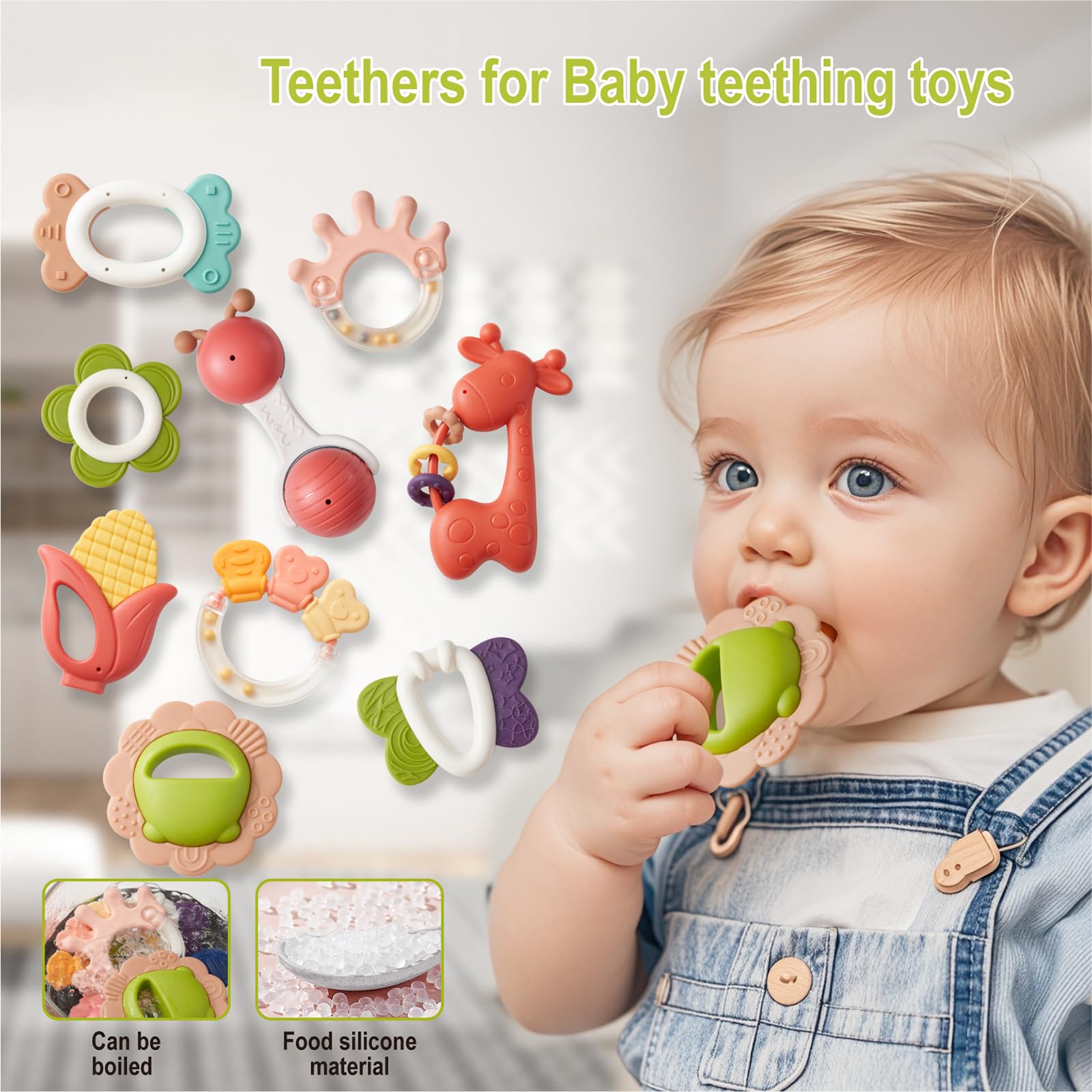 ENJOCASES Baby Rattles Teething Toys 3-6 Month Infant Toys 6-12 Months Teether Toy Babies Gift Teething Toys