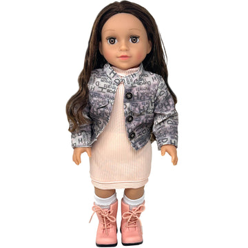 18 Inch Dolls with Soft Hair - Soft Body 18 inch Doll, Poseable Vinyl Arms & Legs, Dress Outfit - Cute 18" Doll Set for Girls