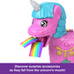 Polly Pocket Dolls & Playset with Pets & 25+ Surprise Accessories, Birthday Celebration Unicorn Partyland Playset, Hot Air Balloon Ride
