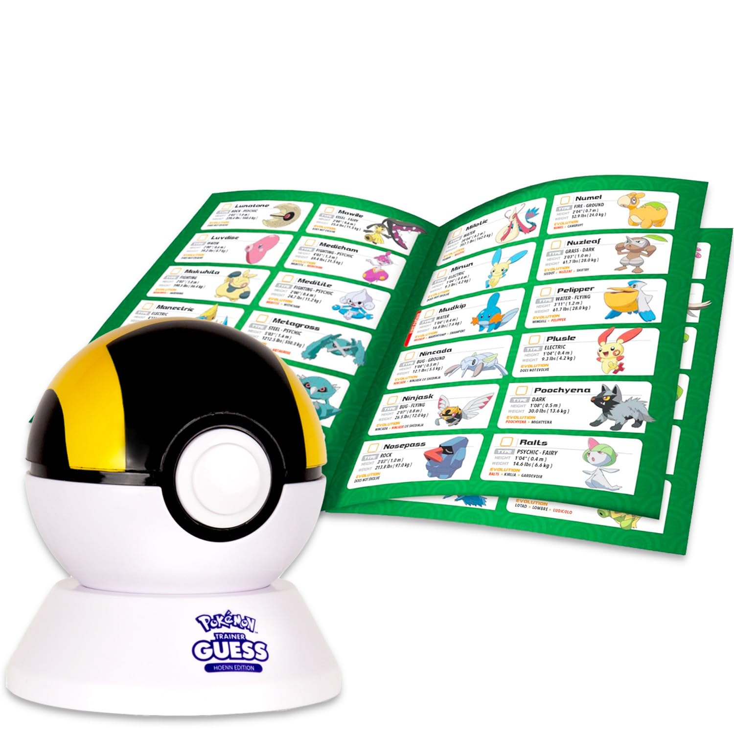 Pokemon Trainer Guess Game Hoenn Edition - Bundle with Electronic Guessing Game, Talk to Your Poke Ball Plus Bookmark, Trading Cards | Pokemon