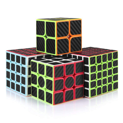 CFMOUR Original Speed Cube Set, 2x2 3x3 4x4 5x5 Carbon Fiber Cube Bundle for Kids, Smooth Original Cube