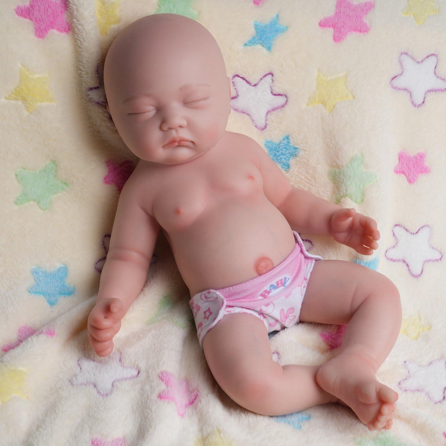 AISITE Full Silicone Baby Doll Girl - 18 Inch Realistic Reborn Baby Dolls Silicone Full Body Newborn Sleeping Girl (Eyes Closed)
