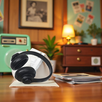 Black 1:12 Dollhouse Headphones Miniature Headset Model Toy Micro Landscape Decoration Dollhouse Accessories