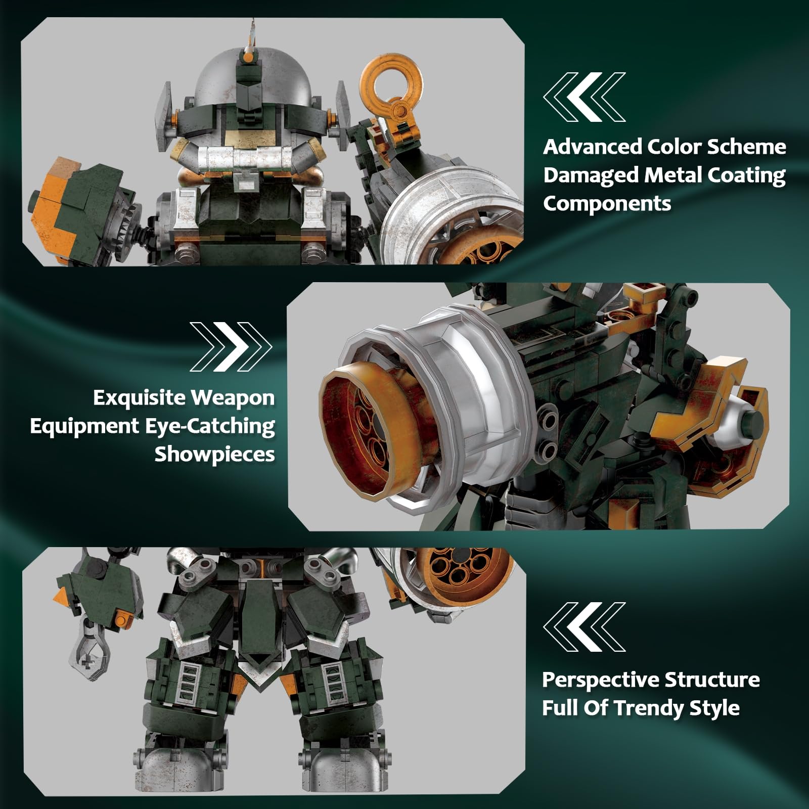 HIGH GODO Mech Robot Building Set, Destroy Warrior City Soldier Mech Model Building Kit with Weapons, Creative Cool Robots Toys Gift for Teens Adults