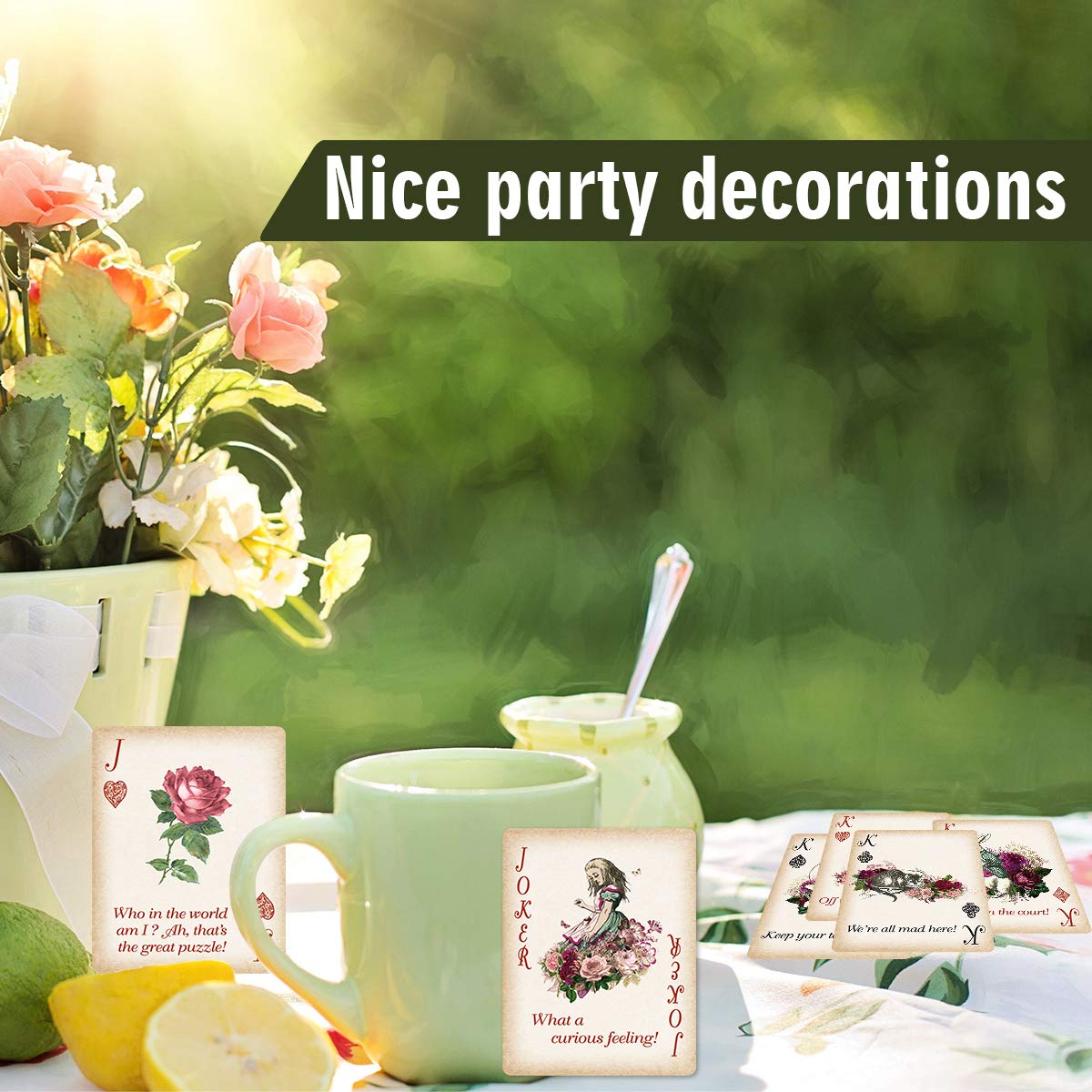 Treasure Cove Alice Playing Cards Poker for Tea Party Game Supply Themed Party Photo Props Decoration