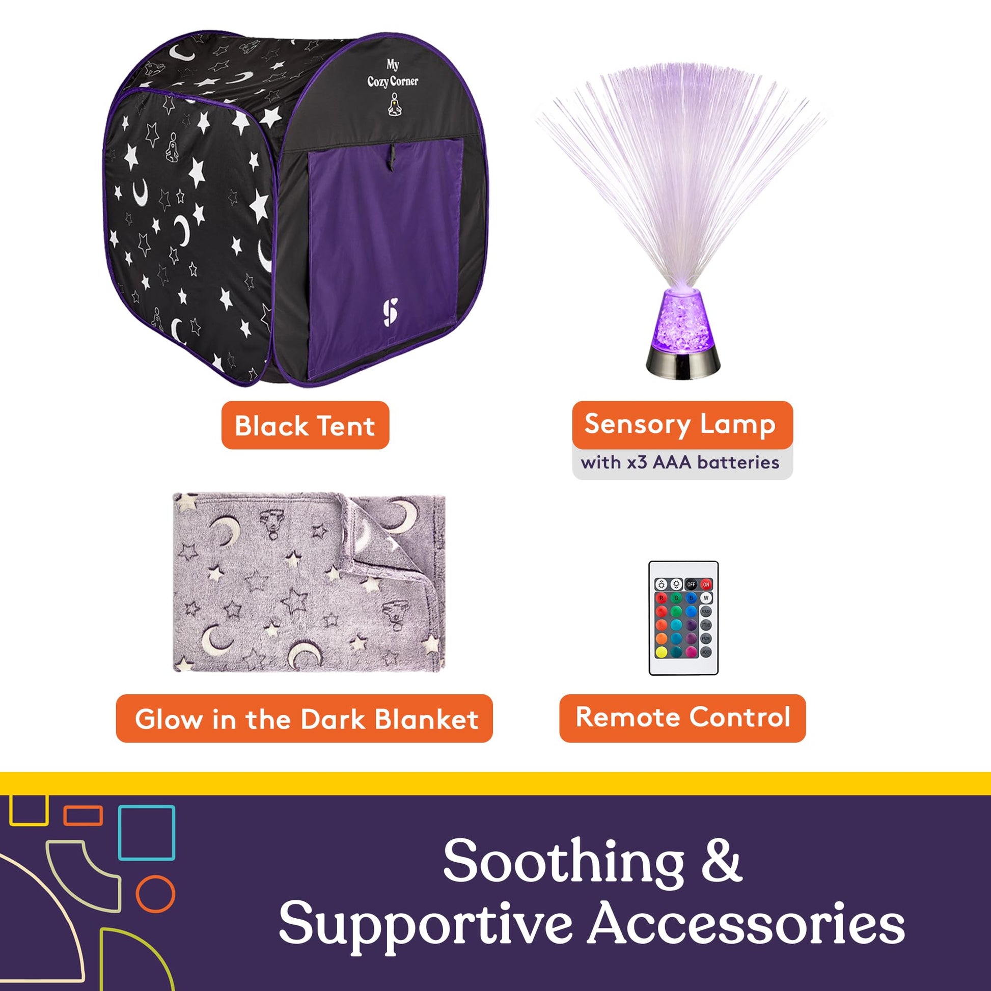 Special Supplies Blackout Sensory Tent for Kids, Pop Up Calming Play Room with Fiber Optic Lamp and Glow-in-the-Dark Fuzzy Blanket