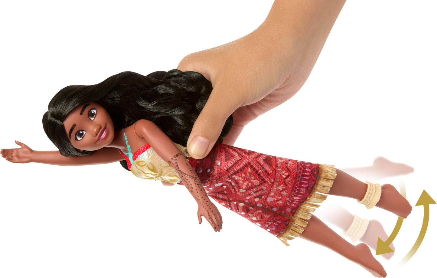 Mattel Disney Moana 2 Toys, Swimming Tautai Moana Fashion Doll with 2 Accessories, Color-Change Bodice & Kicking Legs, Inspired by the Movie