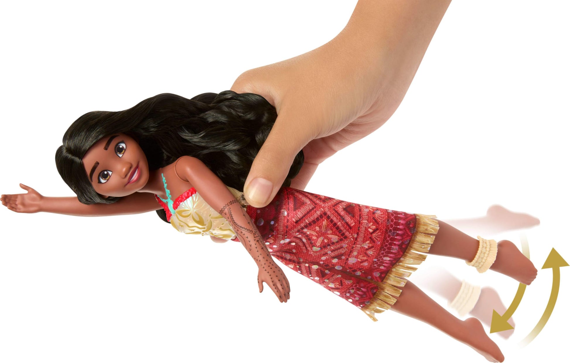 Mattel Disney Moana 2 Toys, Swimming Tautai Moana Fashion Doll with 2 Accessories, Color-Change Bodice & Kicking Legs, Inspired by the Movie