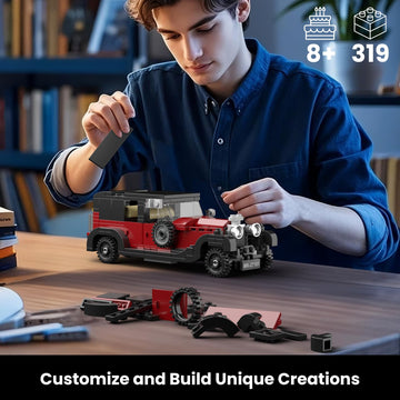 Mould King Vintage Car Building Kits, MOC Racing Car Toys Model, Vehicle Blocks Set Suitable for Boys to Build, House Decoration Gifts for Kids
