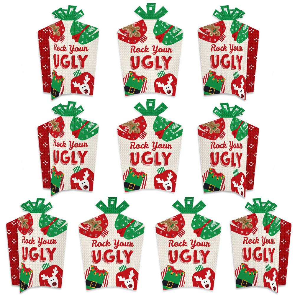 Big Dot of Happiness Ugly Sweater - Table Decorations - Holiday and Christmas Party Fold and Flare Centerpieces - 10 Count