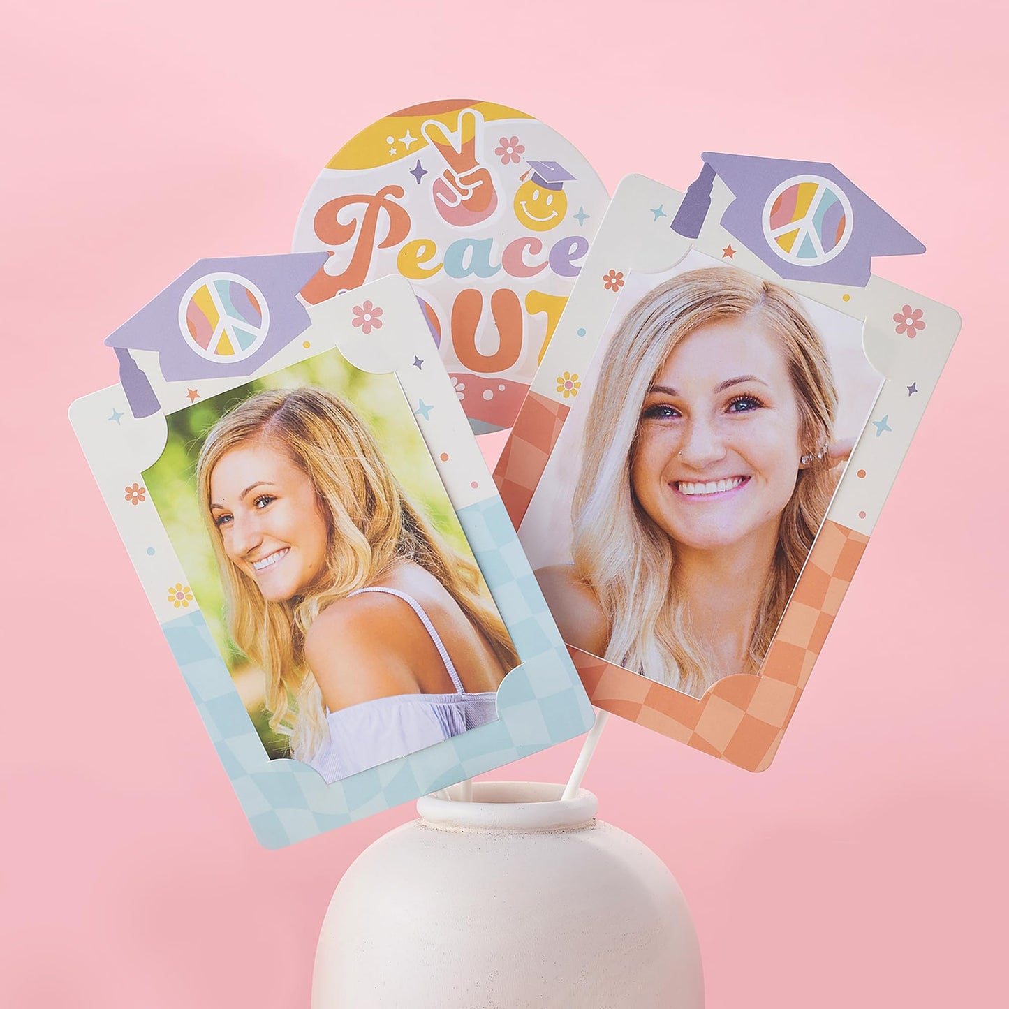 Big Dot of Happiness Groovy Grad - Hippie Graduation Party Picture Centerpiece Sticks - Photo Table Toppers - 15 Pieces