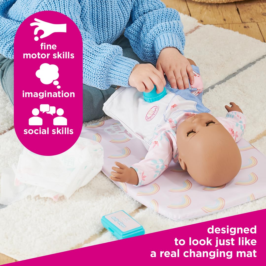 Casdon Baby Huggles Changing Mat Set. Dolls Changing Mat for Children Aged 3+. Includes Reusable Nappy, Brush, Pretend Talc and More