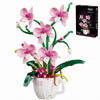 LQPFBSM Pink Orchid Flower Building Block Set in Coffee Cup 567 Pcs Botanical Bouquet Building Kit Elegant Home Office Desk Decor Creative Plant Craft