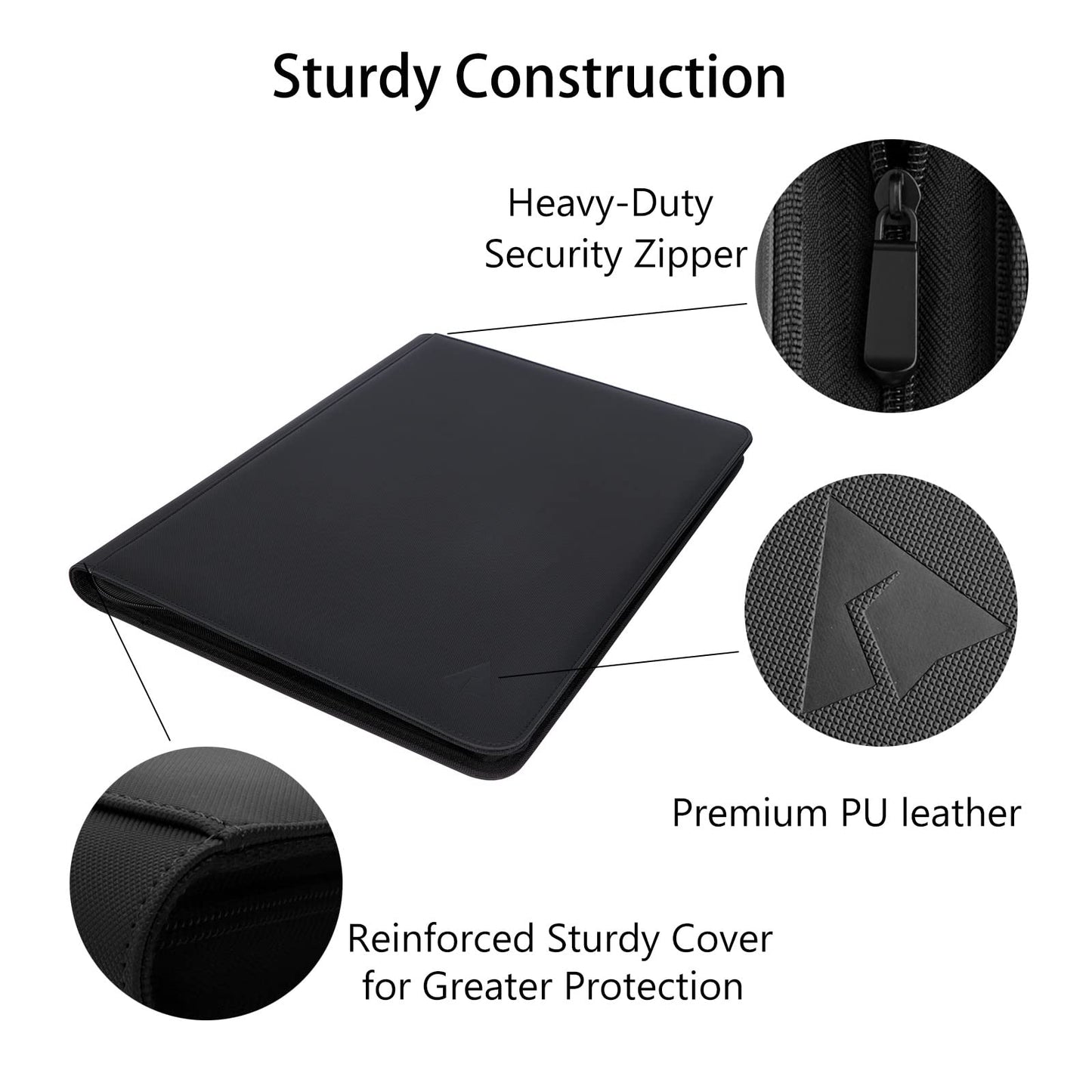 Rieton 16 Pocket 1024 Card Binder, Large Ringless Side Loading Pockets Trading Card Album Folder for TCG