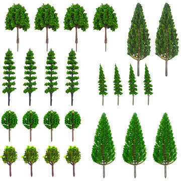 MOMOONNON 25pcs Model Trees Train Scenery Mixed Miniature Trees Artificial Wargame Fake Tree Model Railroad Diorama Supplies Scenery Landscape