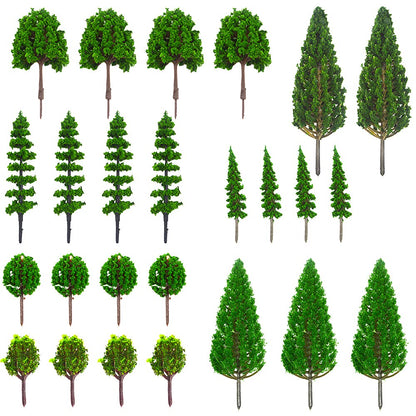MOMOONNON 25pcs Model Trees Train Scenery Mixed Miniature Trees Artificial Wargame Fake Tree Model Railroad Diorama Supplies Scenery Landscape