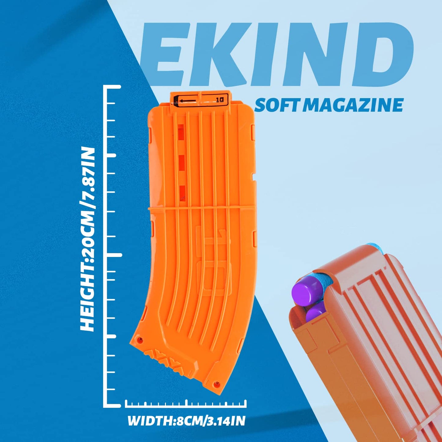 EKIND 10 Darts Banana Curved Clips, Soft Bullet Quick Reload Clips Compatible for Nerf Elite Magazine Toy Gun (Orange, Pack of 3)