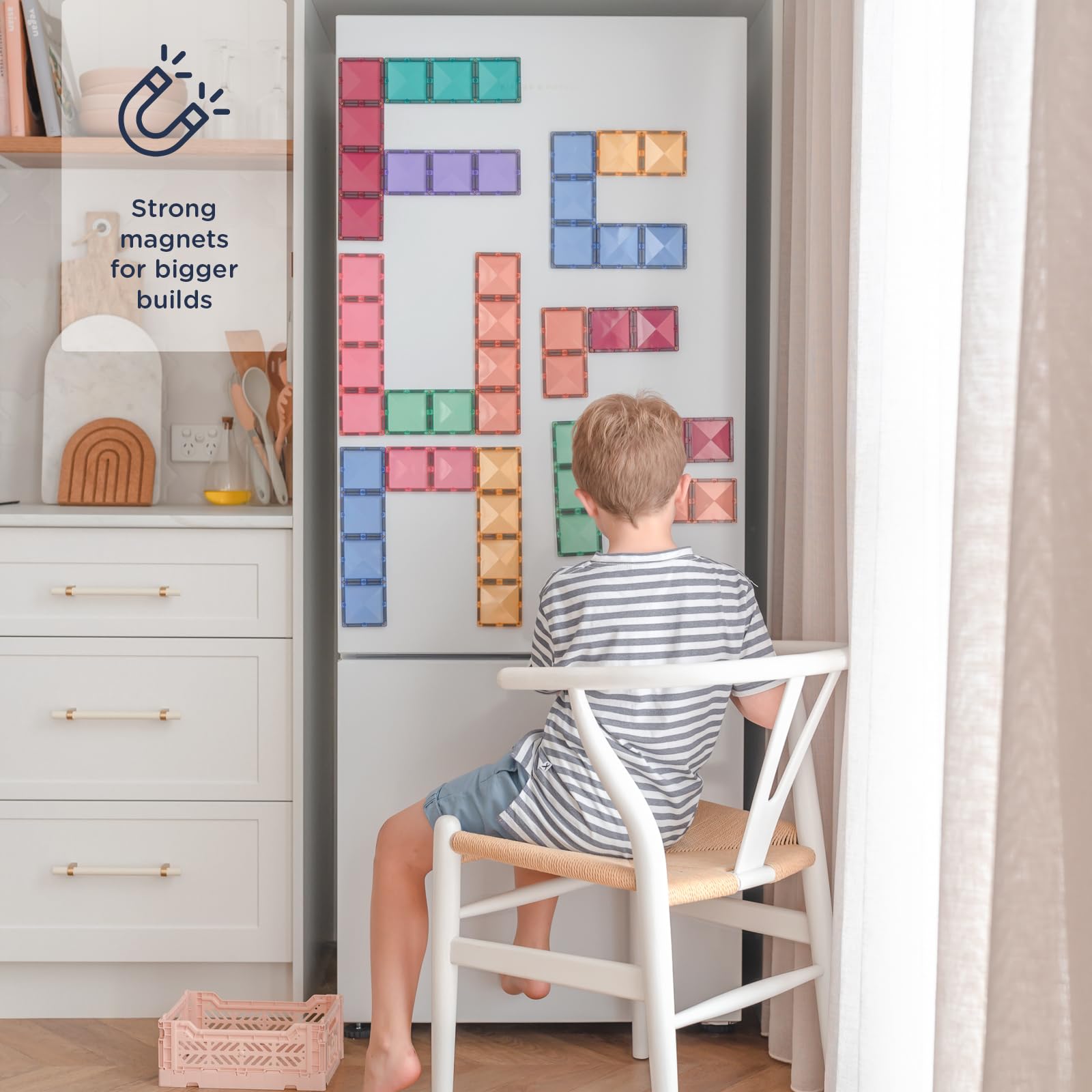 CONNETIX Magnetic Tiles Pastel Rectangle Pack, 24 Pieces