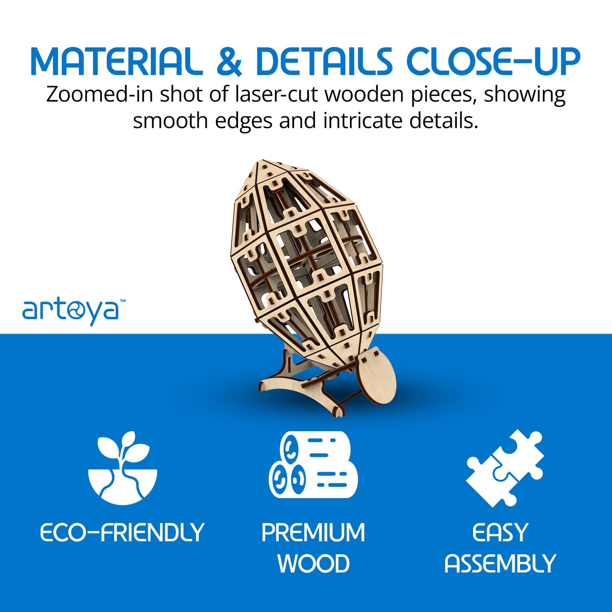 Artoya 3D Wooden Puzzle Football Ball - Model Kits, 3D Puzzles for Adults, DIY Kits for Adults, Wooden Models, Football Gift, Arts and Crafts