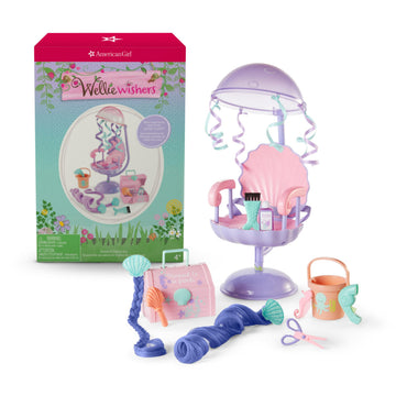 American Girl WellieWishers 14.5-inch Doll Seashell Salon Playset with Hair Extensions that Change Color, For Ages 4+