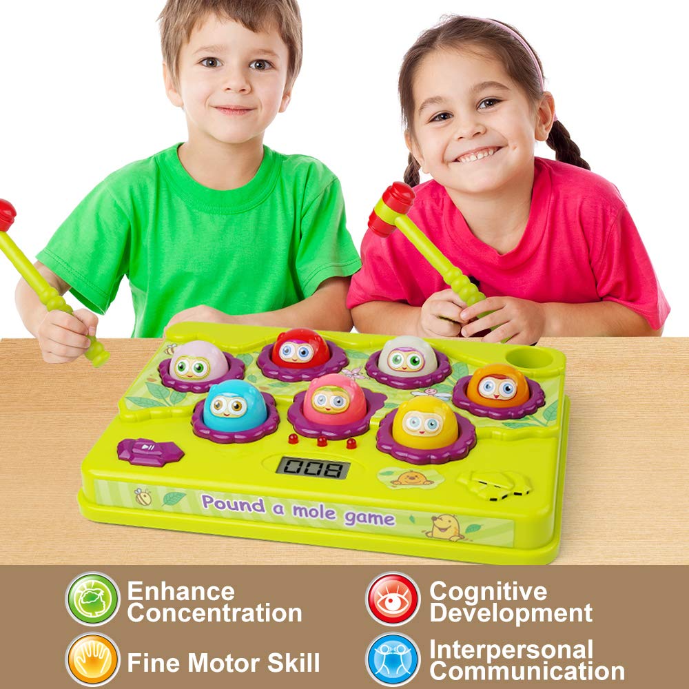 BAODLON Interactive Pound a Mole Game, Toddler Toys, Light-Up Musical Pounding Toy, Early Developmental Toy, Fun Gift for Age 3, 4, 5 Years Old Kids