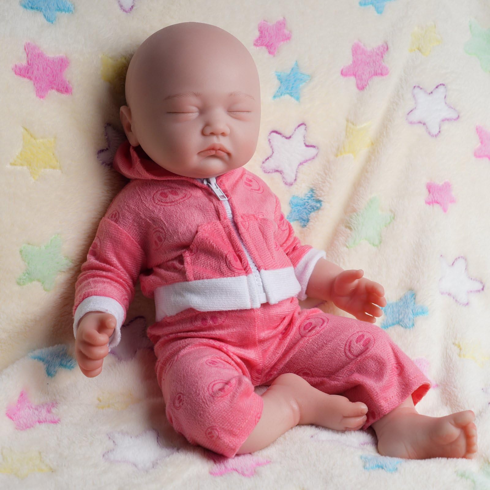 AISITE Full Silicone Baby Doll Girl - 18 Inch Realistic Reborn Baby Dolls Silicone Full Body Newborn Sleeping Girl (Eyes Closed)