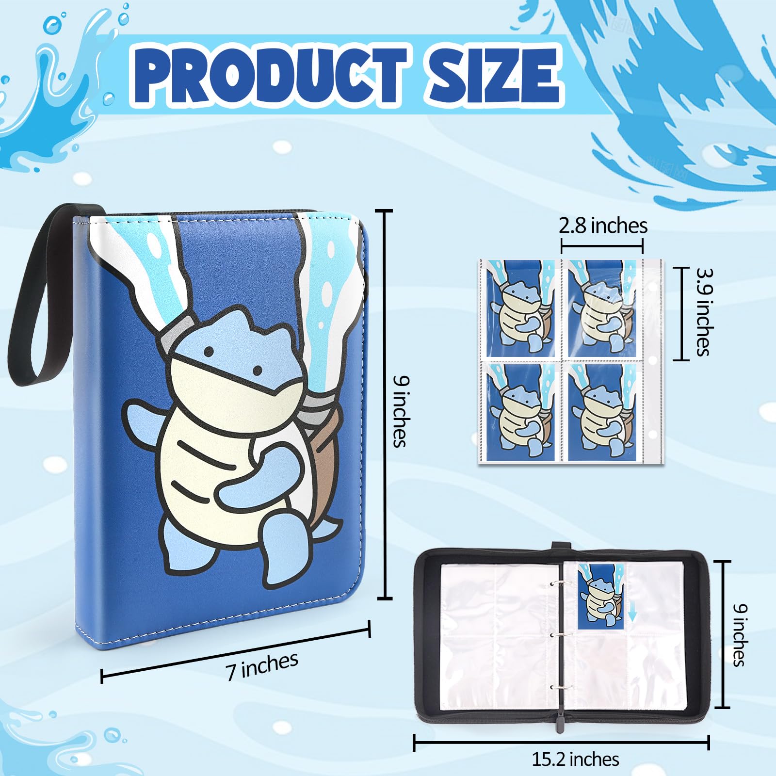 Collectible Trading Card Albums, 400 Card Holders with 50 Removable Sleeves, Portable 4 Pockets Collectible Trading Card Binder, PU Card Collection