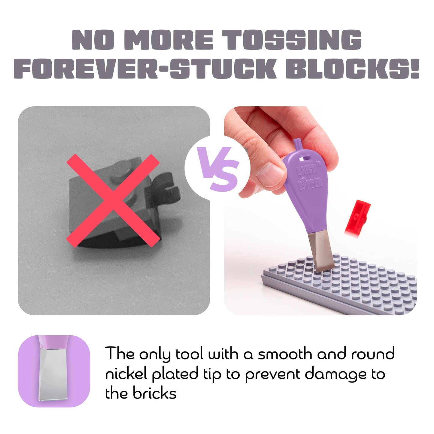 Brick Popper - World's Fastest Brick Separator - Efficient Remover for Kids & Adults - Ages 6+ - Essential Tool (Purple)