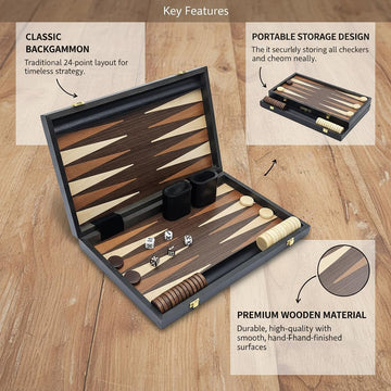 15 inch Backgammon Sets with Folding Board，Large Backgammon Set Portable Travel GamesClassic Board Game，Perfect Adult and Kids Board Games for Gifts