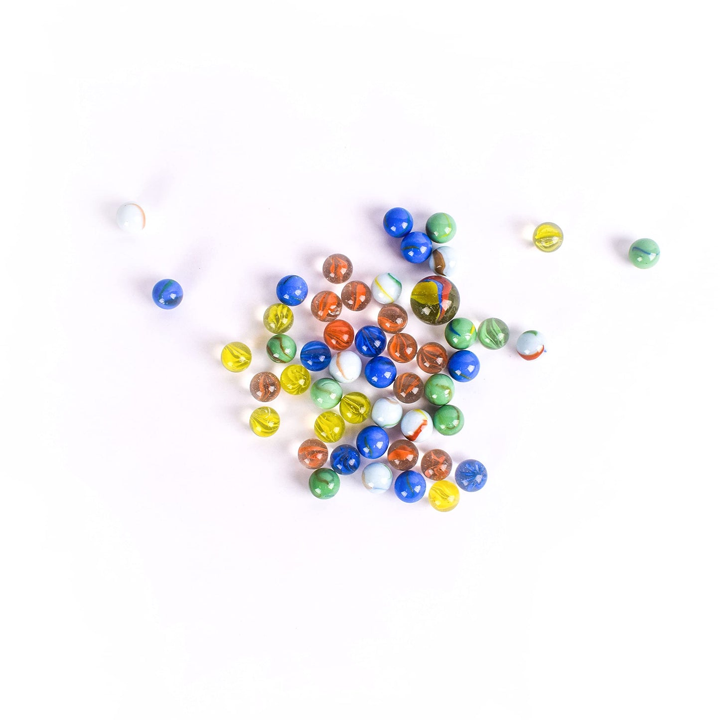 TOYMENDOUS 50 Piece Marbles - Colorful Glass Set with Shooter - Ages 8+