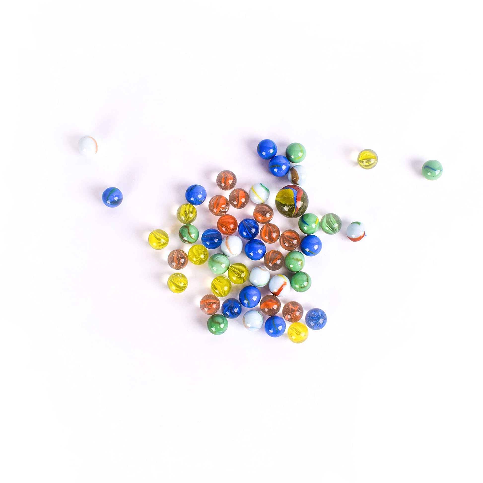 TOYMENDOUS 50 Piece Marbles - Colorful Glass Set with Shooter - Ages 8+