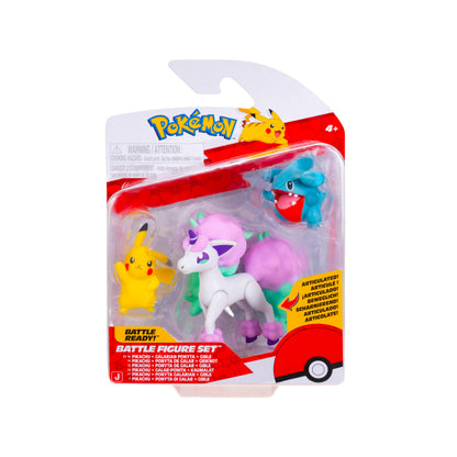 Pokémon PKW4097 Battle Figure 3 Pack - Includes 5cm Pikachu & Kaumalat and 7.5cm Galar Ponita