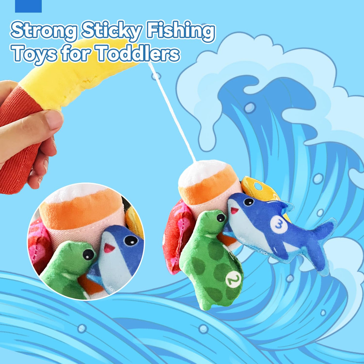 Cylazo Count Learning Montessori Toys for Toddlers 3 Year Old Cloth Toddler Fishing Game with Stacking Cups,Baby Toy 12-18 Months 1 2 Year Old Boy