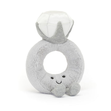 Jellycat Amuseables Diamond Ring Stuffed Toy, 8 inches - Wedding Ring Plush - Engagement and Wedding Gift