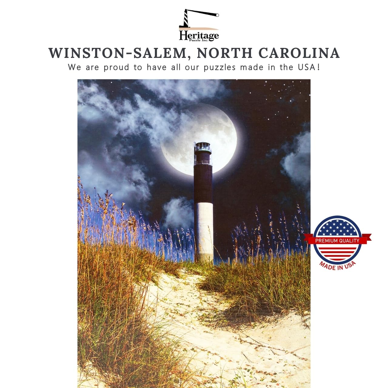 Heritage Puzzle Moon Over Oak Island by Terrah Hewett 550 Pieces