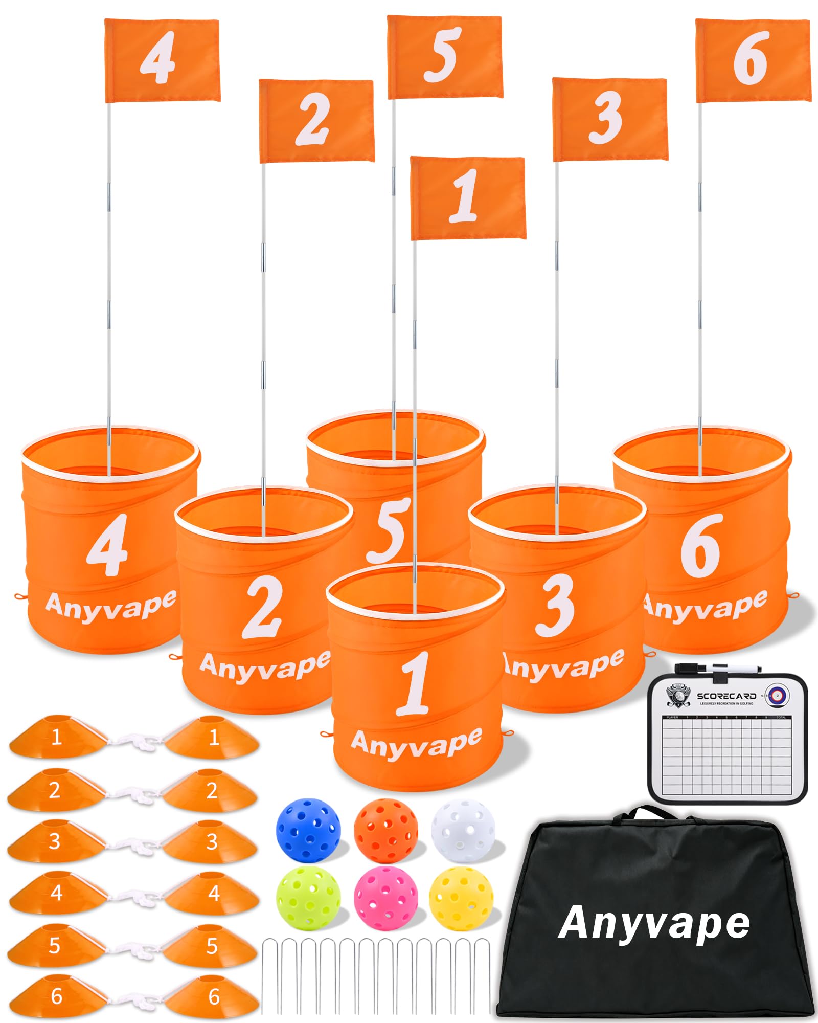 Anyvape Golf Bucket Yard Game 6 Holes Outdoor Backyard Golf Game for Adults