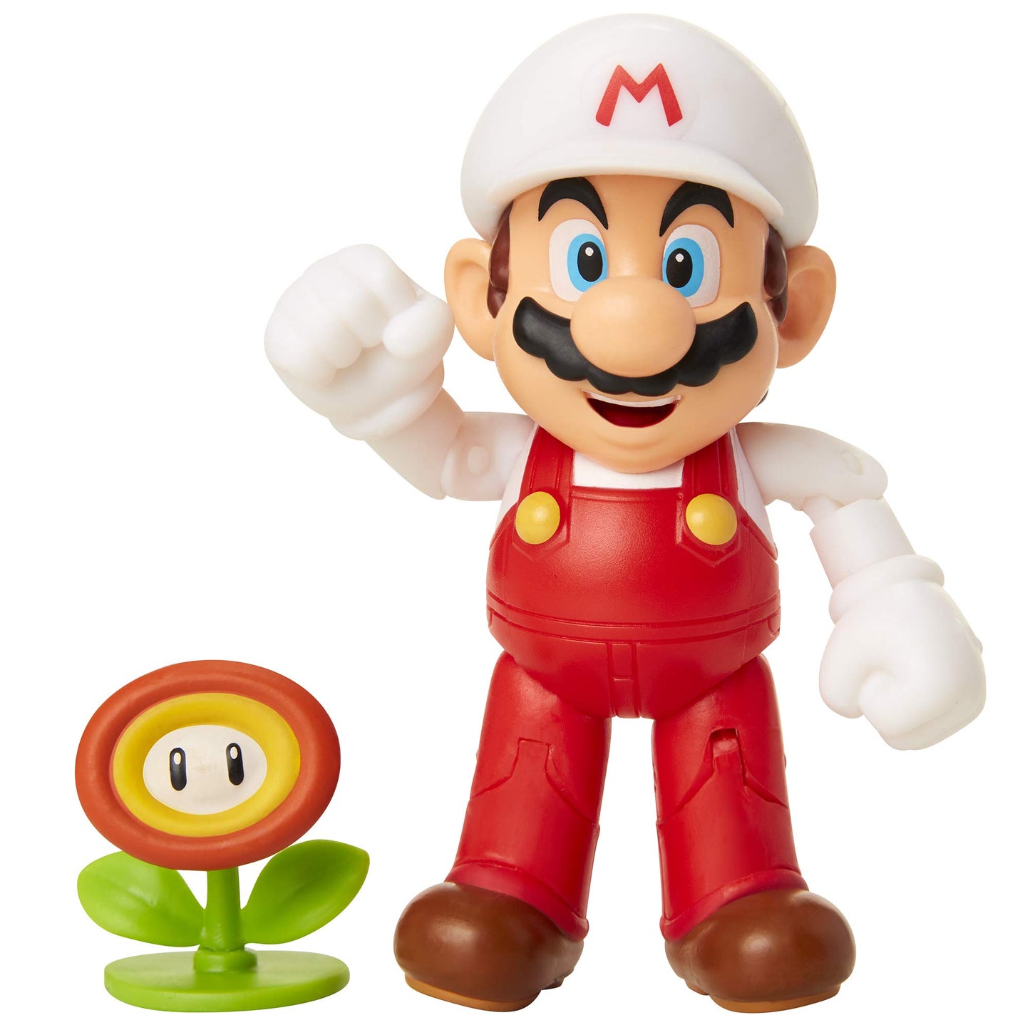 Super Mario Fire Mario 4 Inch Action Figure with Fire Flower