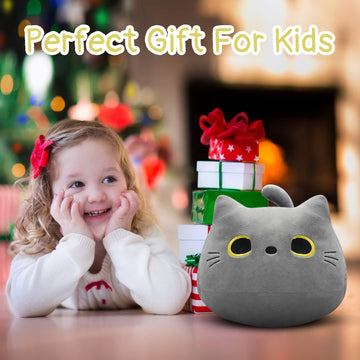 LSYDCARM Gray Cat Plush Pillows Toys, 12inch Kawaii Gray Cat Stuffed Animals Plush Toys, Cute Soft Cat Plushie Stuffed Kitten for Birthday Valentines