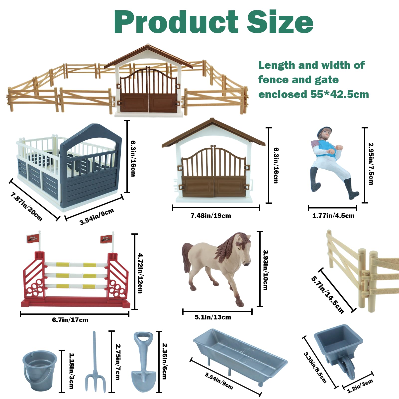 TUSAUW Horse Stable Playset, Horse Toys Set for Kids Birthday Gifts with 2 Horses and 2 Riders, Realistic Horse Stable Club Playset, Farm Animals