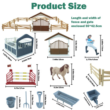 TUSAUW Horse Stable Playset, Horse Toys Set for Kids Birthday Gifts with 2 Horses and 2 Riders, Realistic Horse Stable Club Playset, Farm Animals