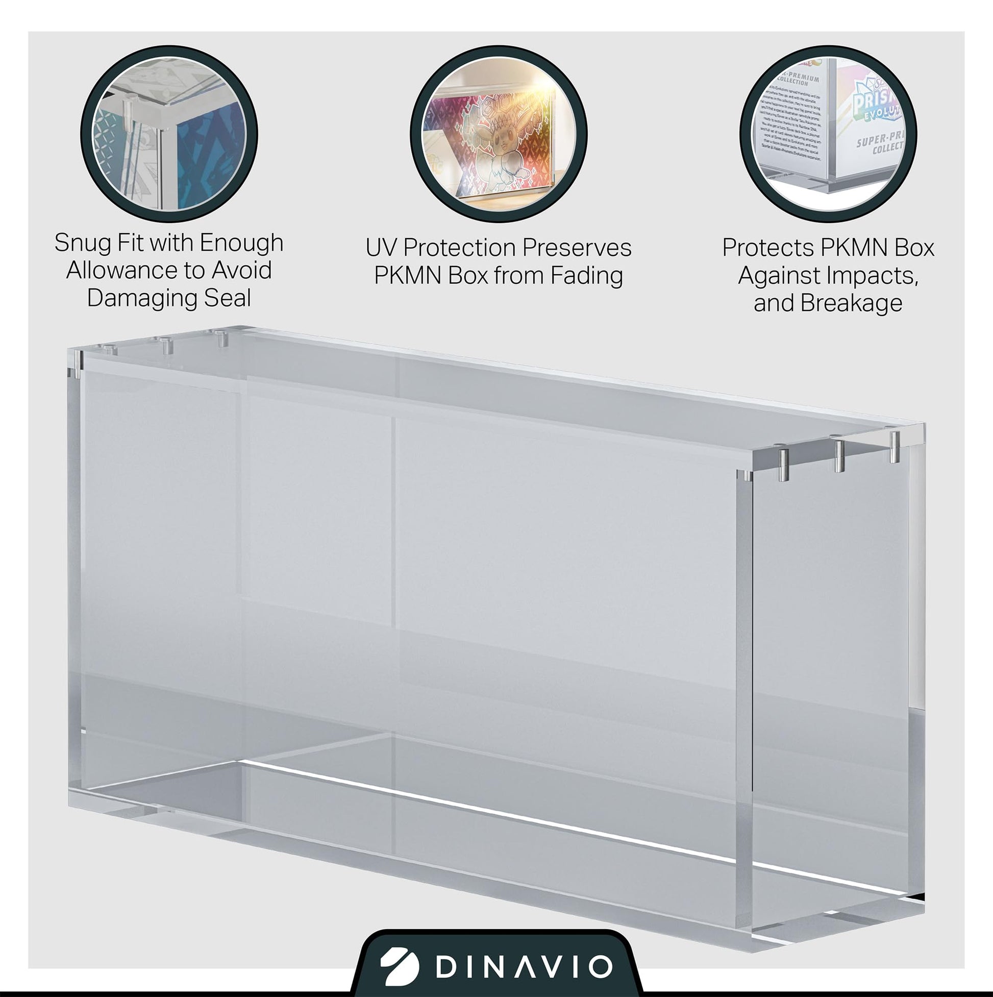 Dinavio Crafthouse Prismatic Evolutions SPC Box Acrylic Display Case with Magnetic Lid - 8 + 5mm Thick Acrylic with 5x3mm Magnets - Compatible with