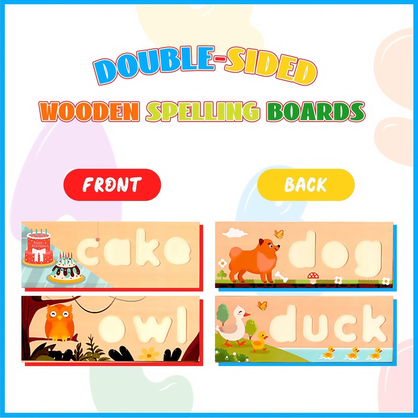 Wooden See and Spell Word Game Learning Toys for Kids 3-6 Puzzle Board