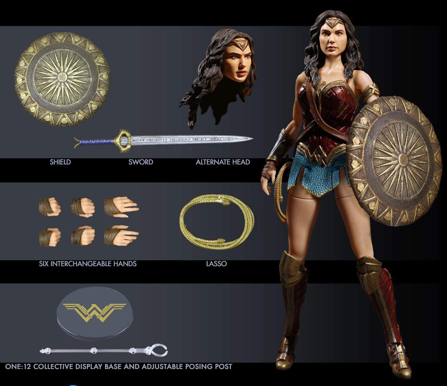 Mezco Toys One: 12 Collective: DC Cinematic Wonder Woman Action Figure, Multicolor