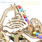 3D Wooden Roller Coaster Puzzle Motorized Marble Run Construction Kit with Gears and Tracks Mechanical Model Kit Laser Cut Wooden Pieces (Ages 14+)