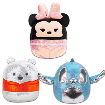 Disney Squishmallows Plushie Set for Kids - 3 Pc Bundle with 5" Medium Sized Plush Animals Minnie Mouse, Winnie the Pooh, Stitch | Disney