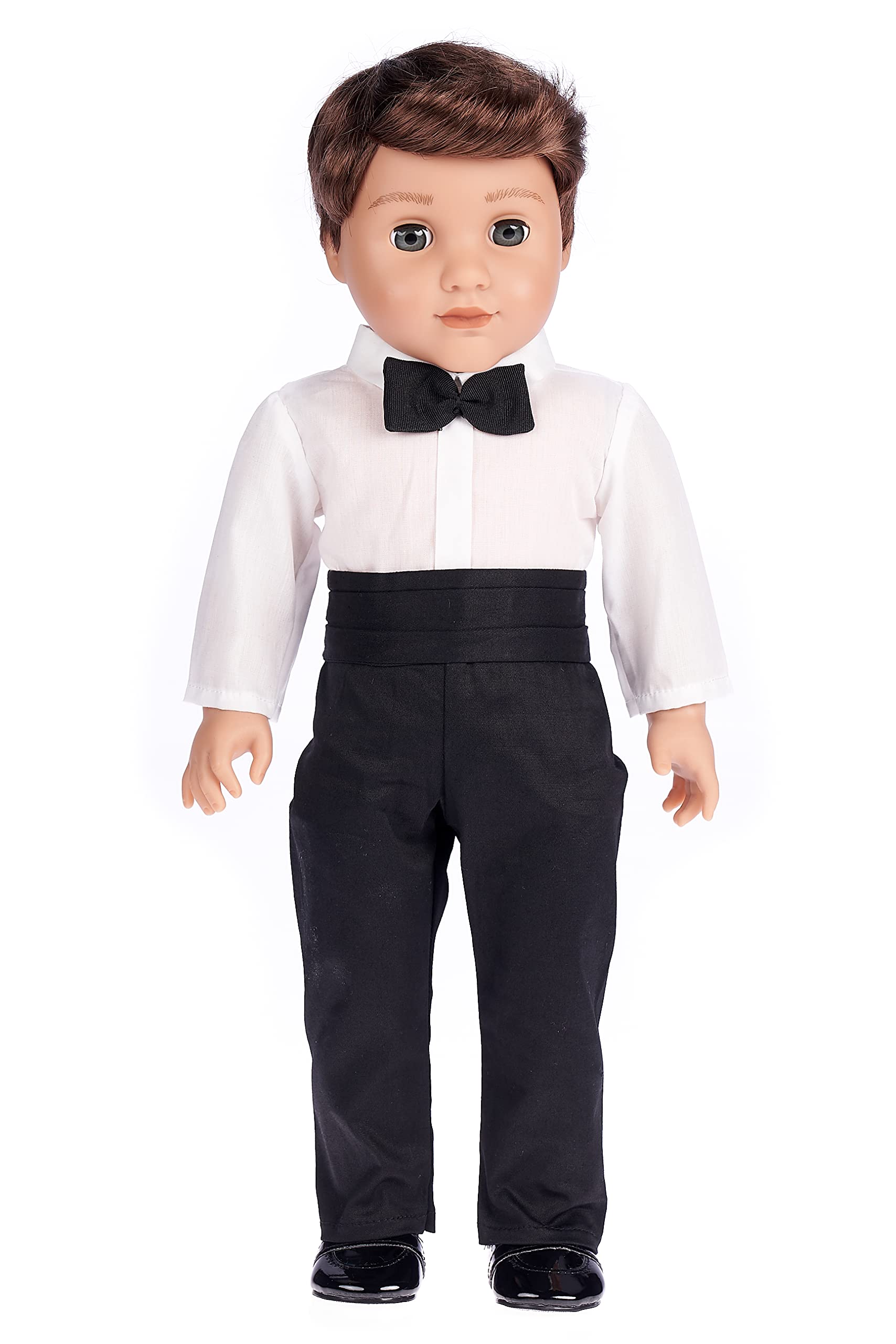 DreamWorld Collections Tuxedo - 5 Piece Tuxedo for 18 Inch Doll - Jacket, Pants, Belt, White Shirt and Dress Shoes (Doll Not Included)