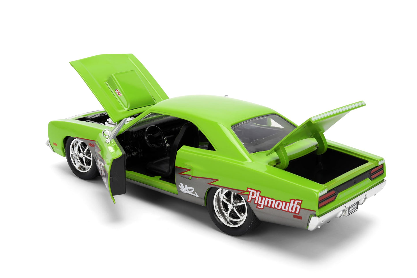 Jada Toys Bigtime Muscle 1:24 1970 Plymouth Road Runner Die-cast Car - Opening Doors, Hood, Trunk, Rubber Tires(Glossy Green)