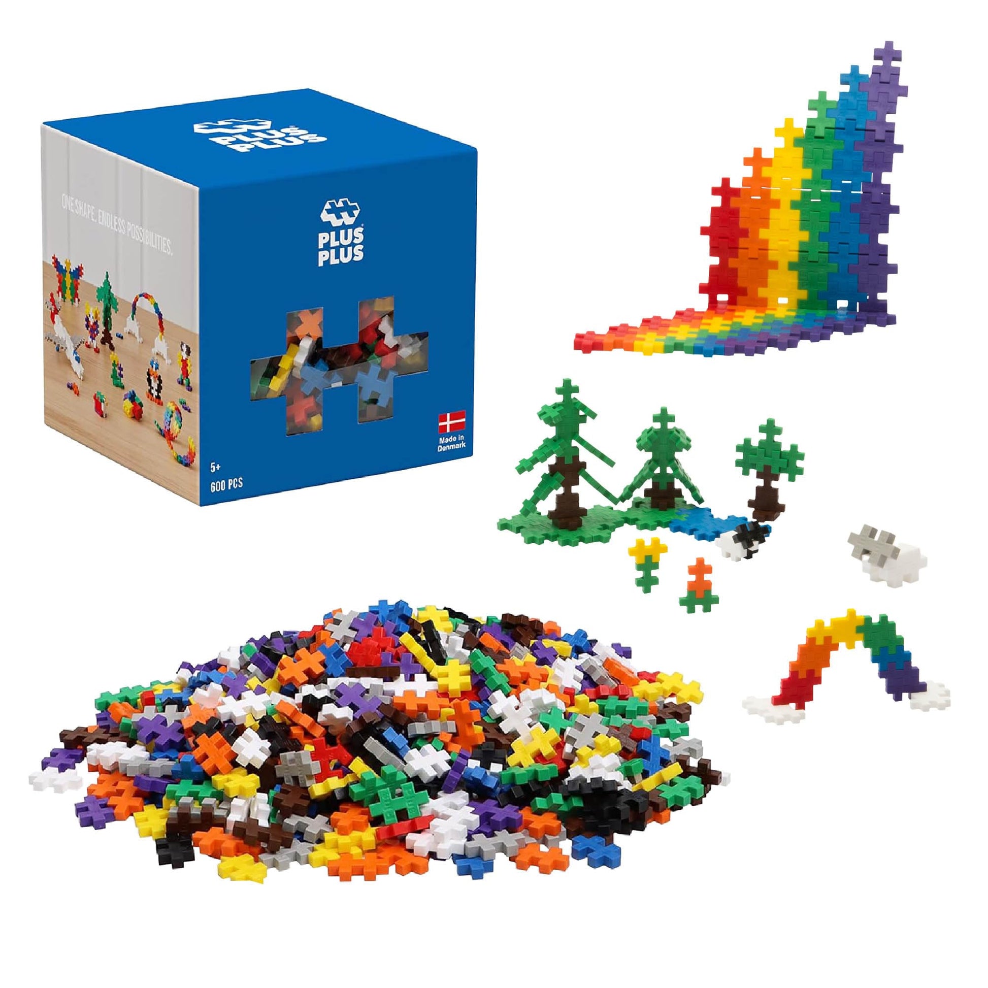 PLUS PLUS 600 Piece Basic Color Mix - Mini Waffle Blocks Set, Stem Toys for Kids - Sensory Bin Fillers, Math Manipulatives & Classroom Must Haves