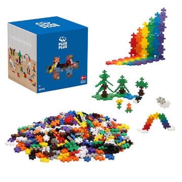 PLUS PLUS 600 Piece Basic Color Mix - Mini Waffle Blocks Set, Stem Toys for Kids - Sensory Bin Fillers, Math Manipulatives & Classroom Must Haves