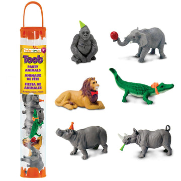 Safari Ltd. Set of 6 Party Animal Toy Figures | TOOB Collection | Non-Toxic and BPA Free | Toy Animals | Suitable for Ages 3 and Up